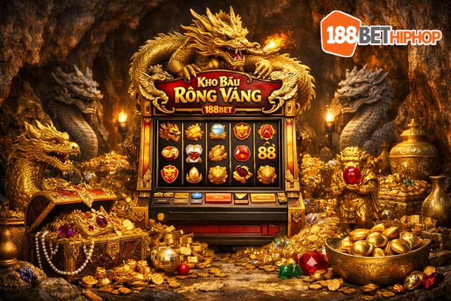Khám phá Kho Báu Rồng Vàng 188BET Giao diện slot game Kho Báu Rồng Vàng tại 188BET với các biểu tượng rồng vàng may mắn